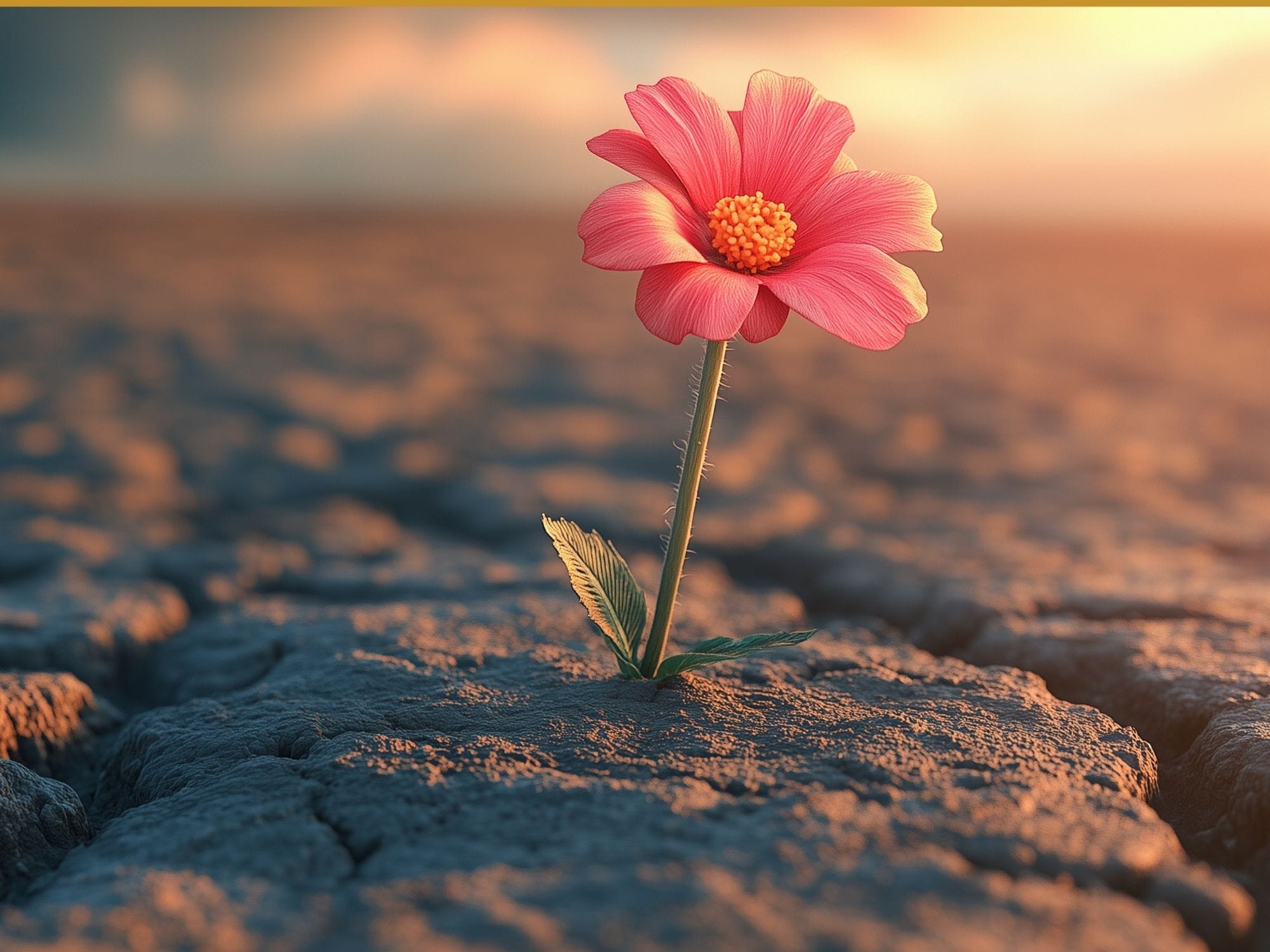 Resilient Flower in Arid Landscape. by Gemini studio